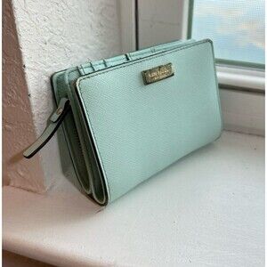 Kate Spade New York Cross Grain Bi-Fold Snap Close Wallet in Mint Green